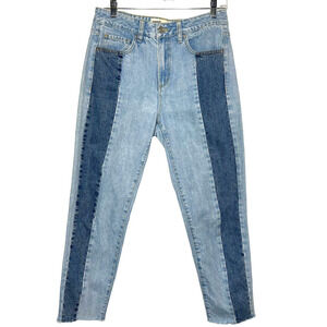 Garage Women's Jeans 100% Cotton Two Tone Blue Denim Pants Frayed Hemline Size 7